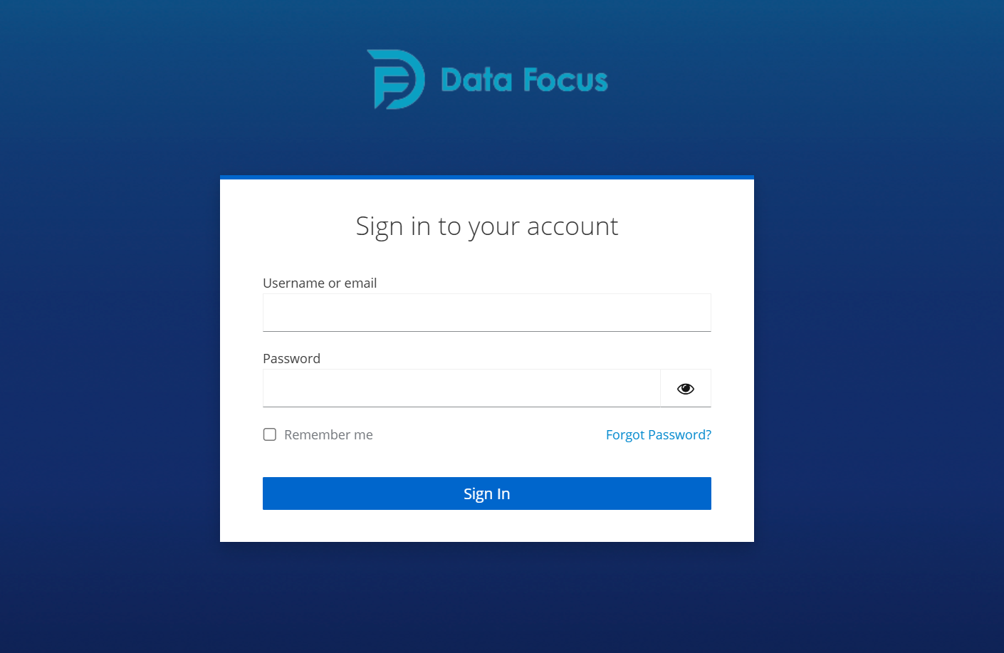 Logging into Data Focus